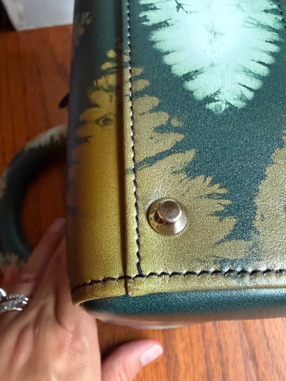 Christian Dior Mini Lady Dior Green Tie Dye Calfskin 2020 Crossbody Bag + Strap - Picture 7 of 16